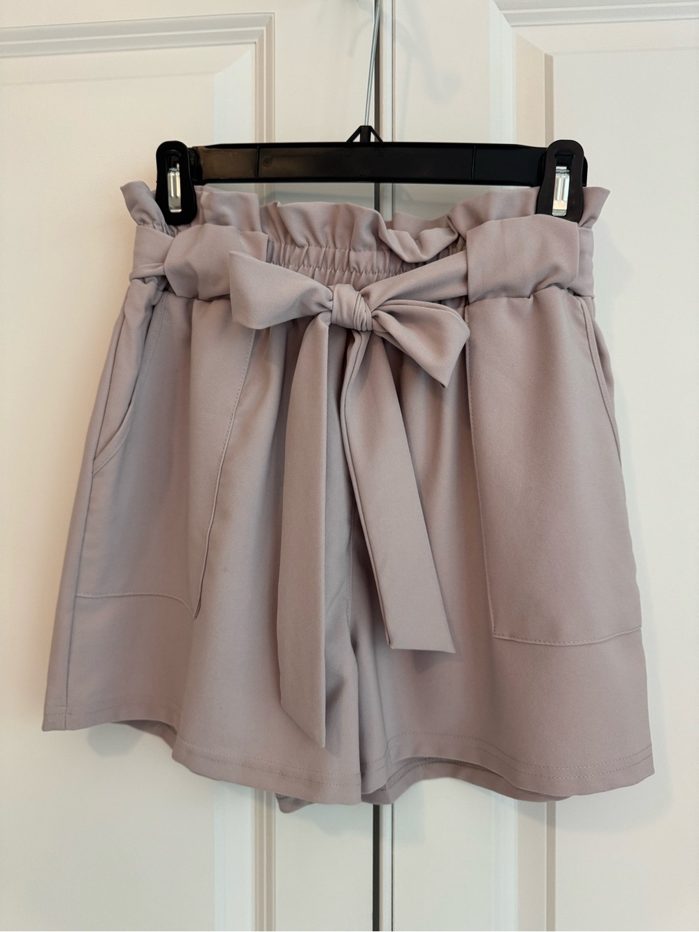 Grace Karin Tan High-Waist Paperbag Tie-Waist Shorts with Pockets NWT